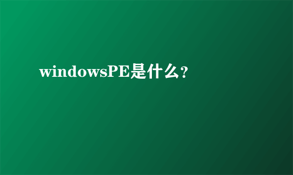 windowsPE是什么？