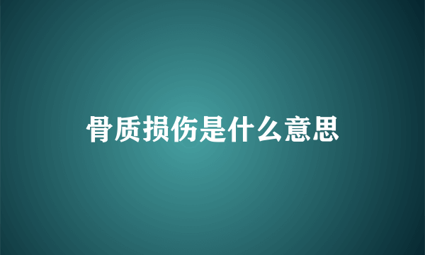 骨质损伤是什么意思