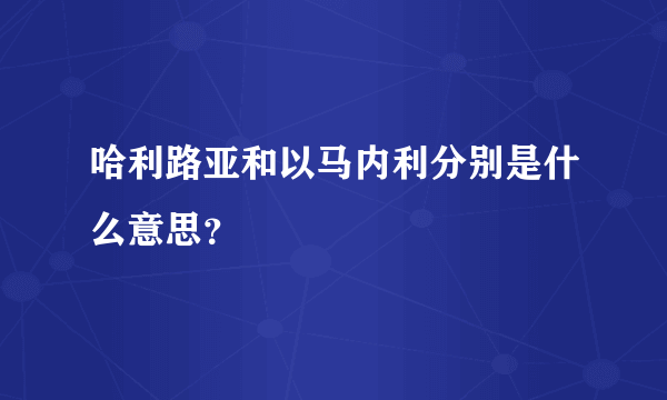 哈利路亚和以马内利分别是什么意思？