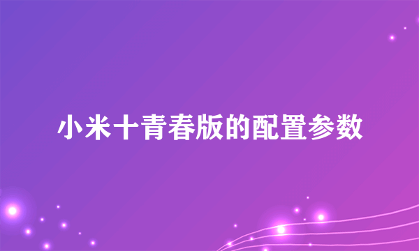 小米十青春版的配置参数