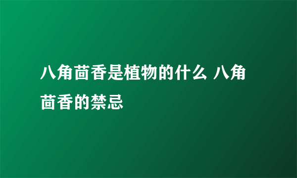 八角茴香是植物的什么 八角茴香的禁忌