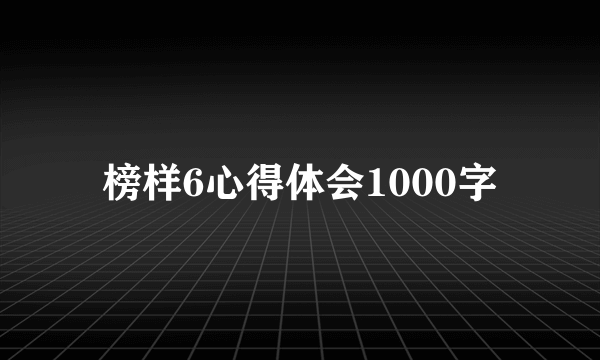 榜样6心得体会1000字