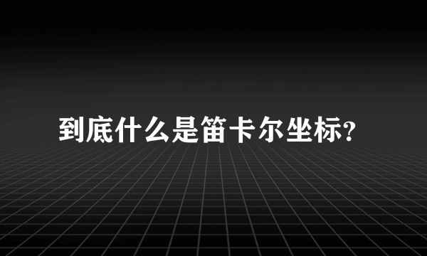 到底什么是笛卡尔坐标？