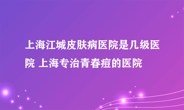 上海江城皮肤病医院是几级医院 上海专治青春痘的医院