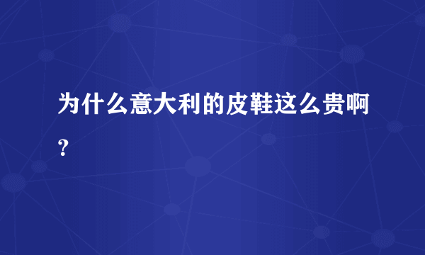 为什么意大利的皮鞋这么贵啊？