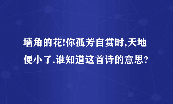 墙角的花!你孤芳自赏时,天地便小了.谁知道这首诗的意思?