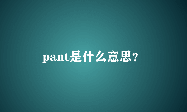 pant是什么意思？