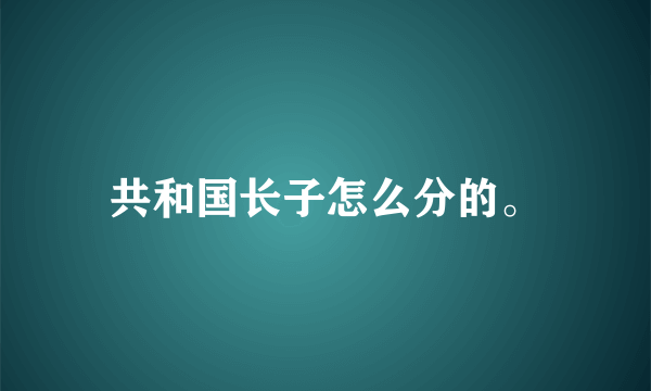 共和国长子怎么分的。