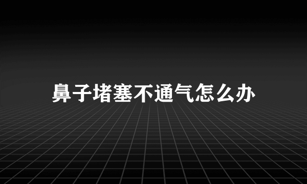 鼻子堵塞不通气怎么办