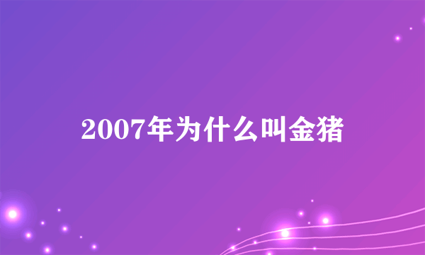 2007年为什么叫金猪