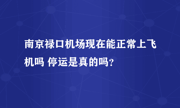 南京禄口机场现在能正常上飞机吗 停运是真的吗？