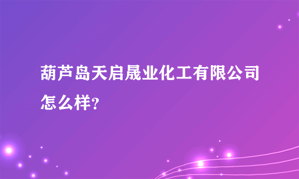 葫芦岛天启晟业化工有限公司怎么样？