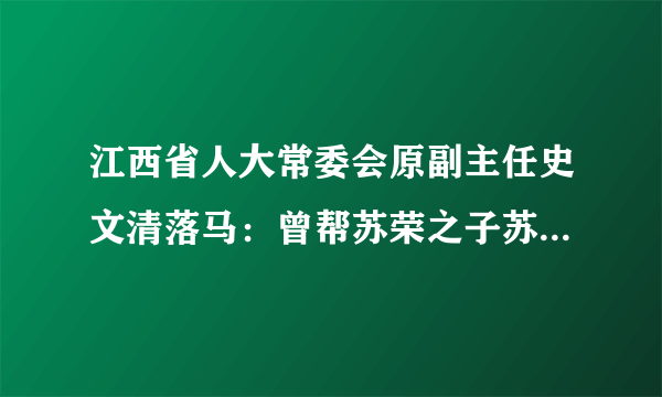 江西省人大常委会原副主任史文清落马：曾帮苏荣之子苏铁志获利1200万