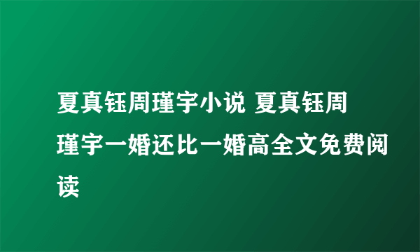 夏真钰周瑾宇小说 夏真钰周瑾宇一婚还比一婚高全文免费阅读