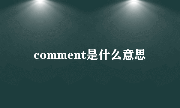 comment是什么意思