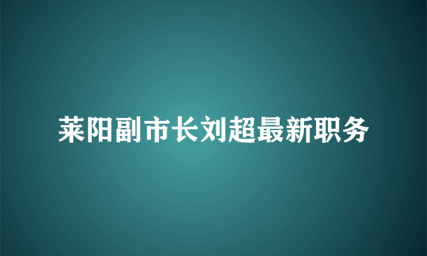 莱阳副市长刘超最新职务