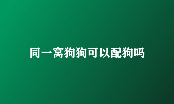 同一窝狗狗可以配狗吗