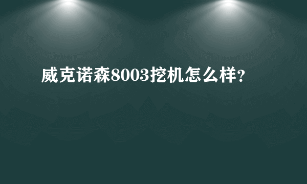 威克诺森8003挖机怎么样？