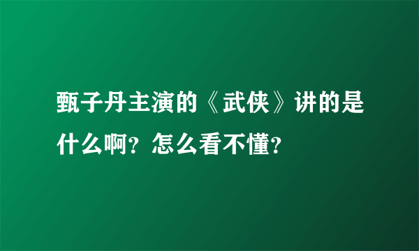 甄子丹主演的《武侠》讲的是什么啊？怎么看不懂？