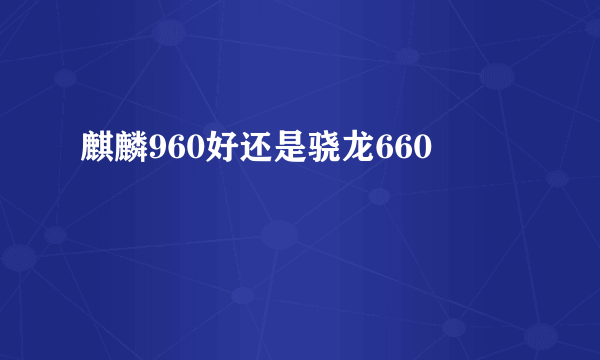 麒麟960好还是骁龙660