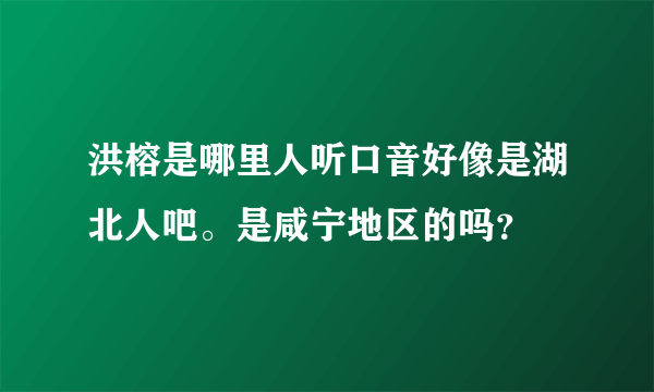 洪榕是哪里人听口音好像是湖北人吧。是咸宁地区的吗？