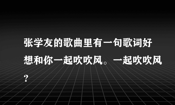 张学友的歌曲里有一句歌词好想和你一起吹吹风。一起吹吹风？