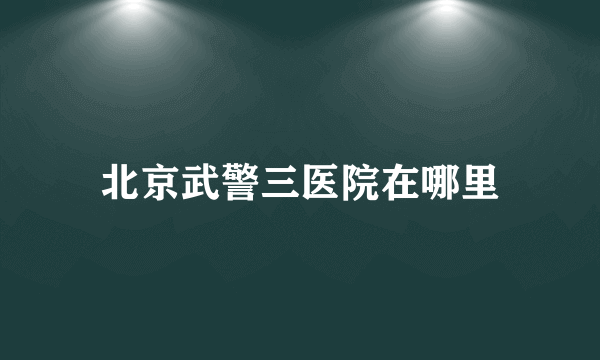 北京武警三医院在哪里