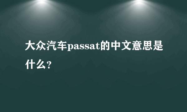 大众汽车passat的中文意思是什么？