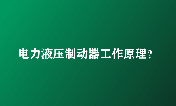 电力液压制动器工作原理？