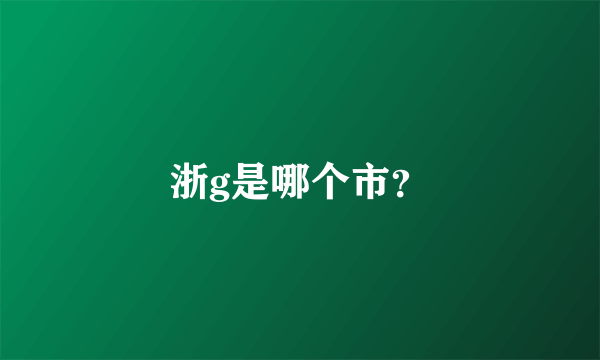 浙g是哪个市？