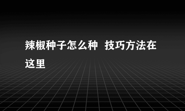 辣椒种子怎么种  技巧方法在这里