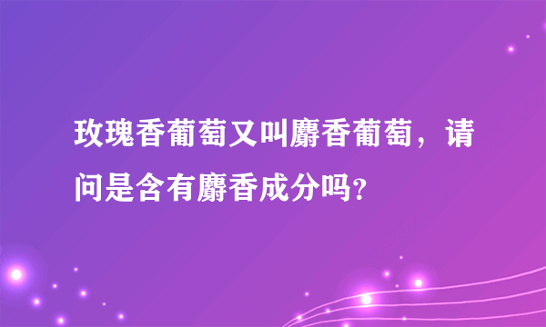 玫瑰香葡萄又叫麝香葡萄，请问是含有麝香成分吗？