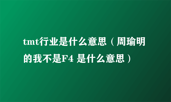 tmt行业是什么意思（周瑜明的我不是F4 是什么意思）