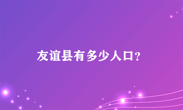 友谊县有多少人口？