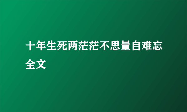 十年生死两茫茫不思量自难忘全文