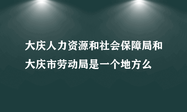 大庆人力资源和社会保障局和大庆市劳动局是一个地方么