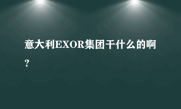 意大利EXOR集团干什么的啊？