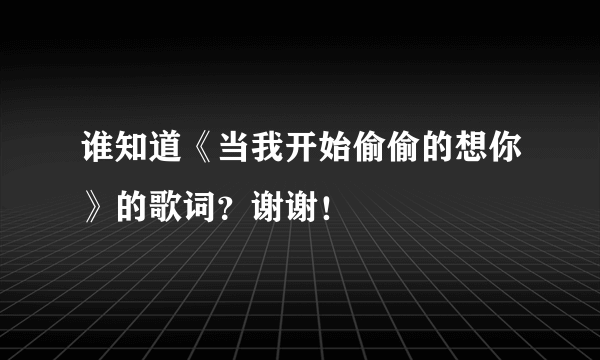 谁知道《当我开始偷偷的想你》的歌词？谢谢！