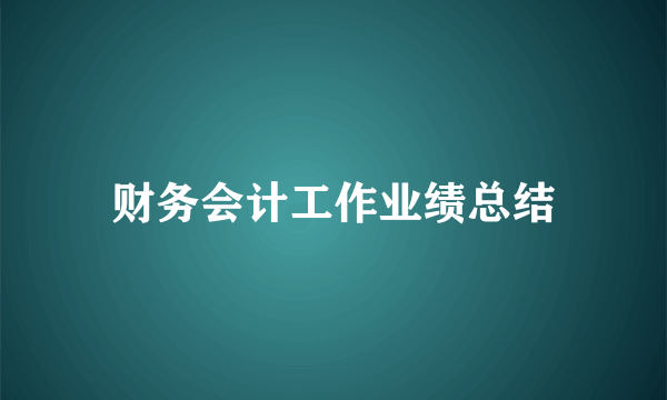 财务会计工作业绩总结