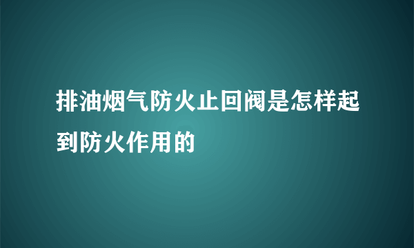 排油烟气防火止回阀是怎样起到防火作用的