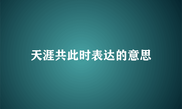 天涯共此时表达的意思