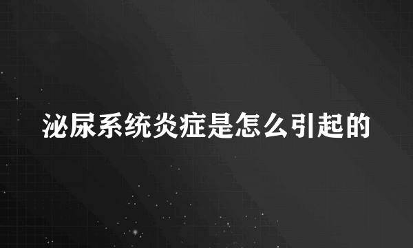 泌尿系统炎症是怎么引起的