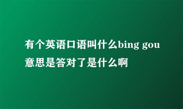 有个英语口语叫什么bing gou意思是答对了是什么啊