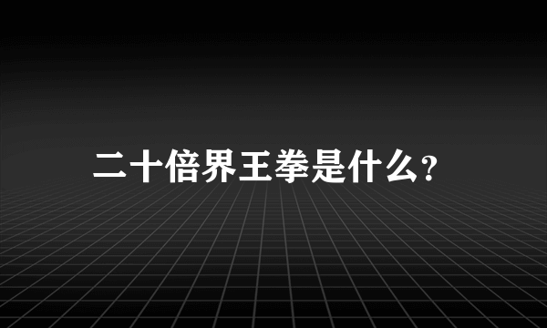 二十倍界王拳是什么？