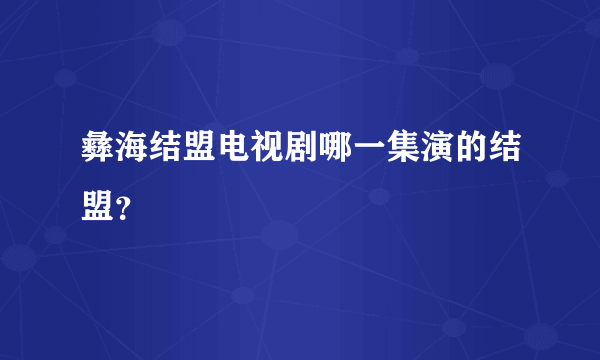 彝海结盟电视剧哪一集演的结盟？