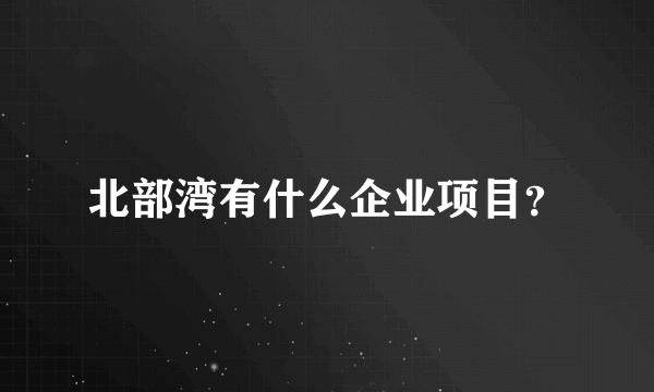 北部湾有什么企业项目？