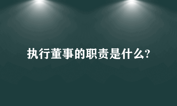 执行董事的职责是什么?