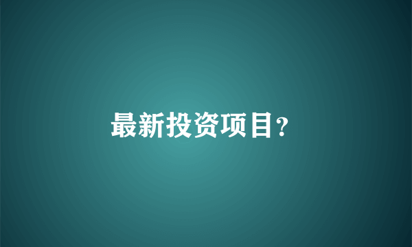 最新投资项目？