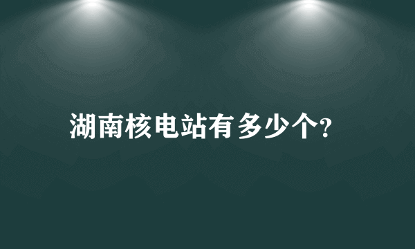 湖南核电站有多少个？