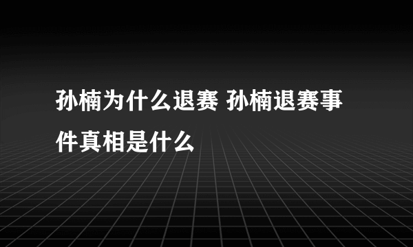 孙楠为什么退赛 孙楠退赛事件真相是什么